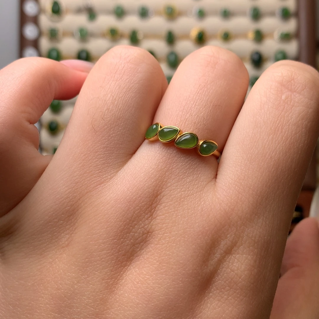 和田玉银S925镶嵌戒指