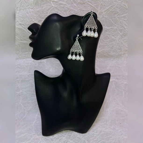 铜合金仿珍珠耳饰 蒙古元素简约时尚手工欧美气质耳环饰品925银针