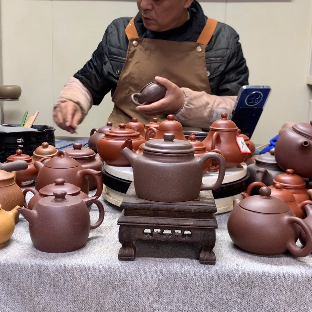 紫泥茶壶炮嘴德钟200 C半手工制作