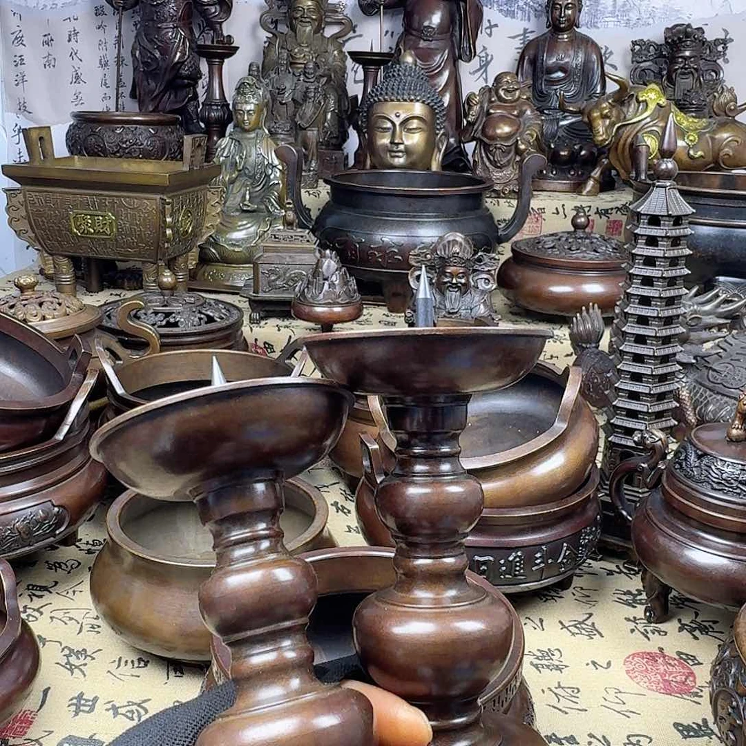 13公分烛台纯铜工艺品摆件