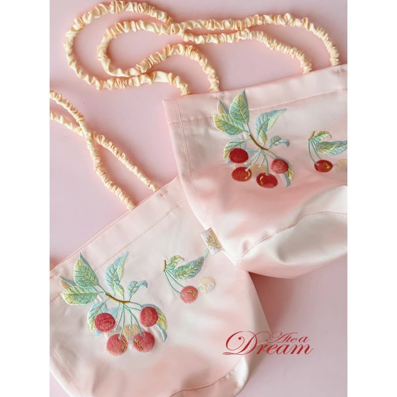 食梦原创[摘樱桃去了]遛弯单肩夏季绣花小包便携学生日常女士薄款