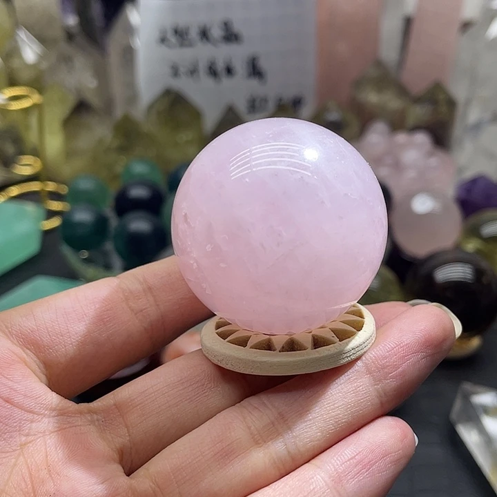 水晶珠宝半成品未镶嵌25粉水晶球