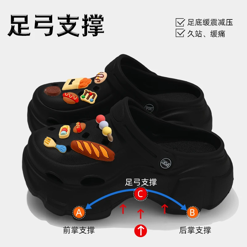 足弓支撑洞洞鞋女款夏季外穿2025新款厚底防滑耐磨增高eva凉拖鞋