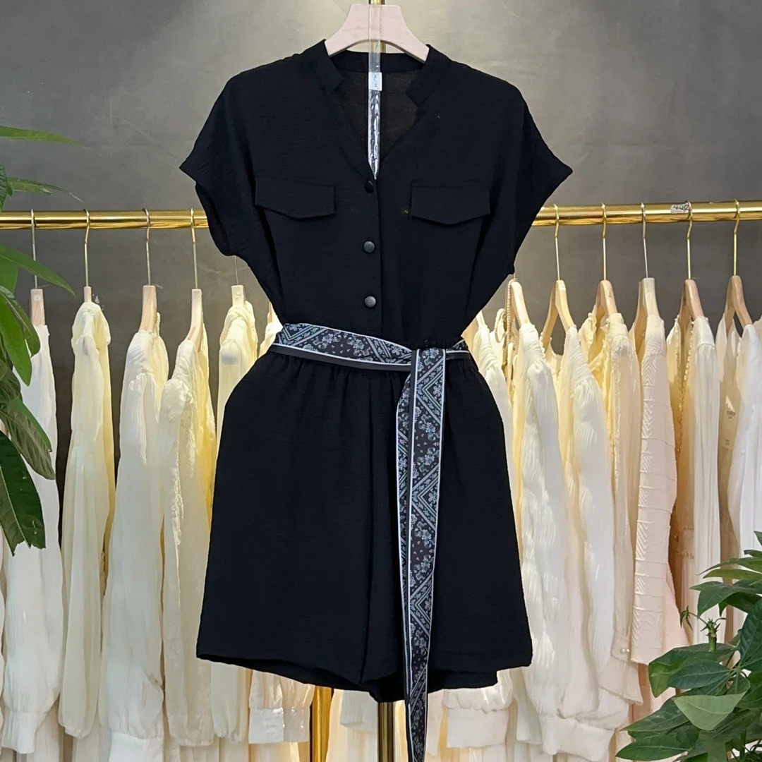 【三件套】时尚套装2025新款夏高级感洋气上衣+休闲裤+丝巾套装M231