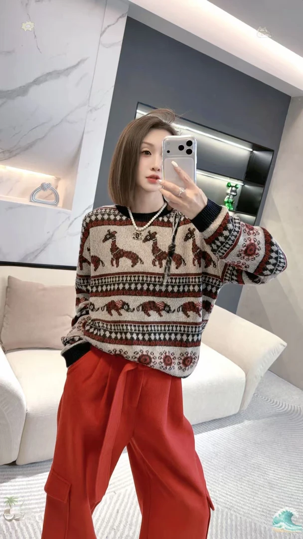 熙薇【幻兽织语】2025冬季新款时尚休闲百搭设计师毛衣H6620