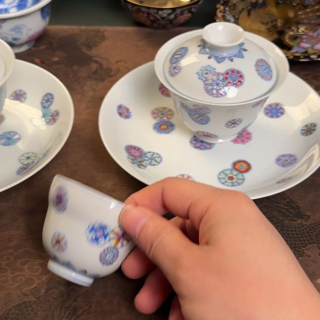 *****纯手工手绘陶瓷茶具三件