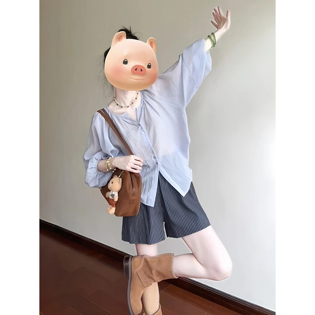 VOCKOO官方早秋新款女装2025流行穿搭一整套气质防晒衬衫小吊带搭