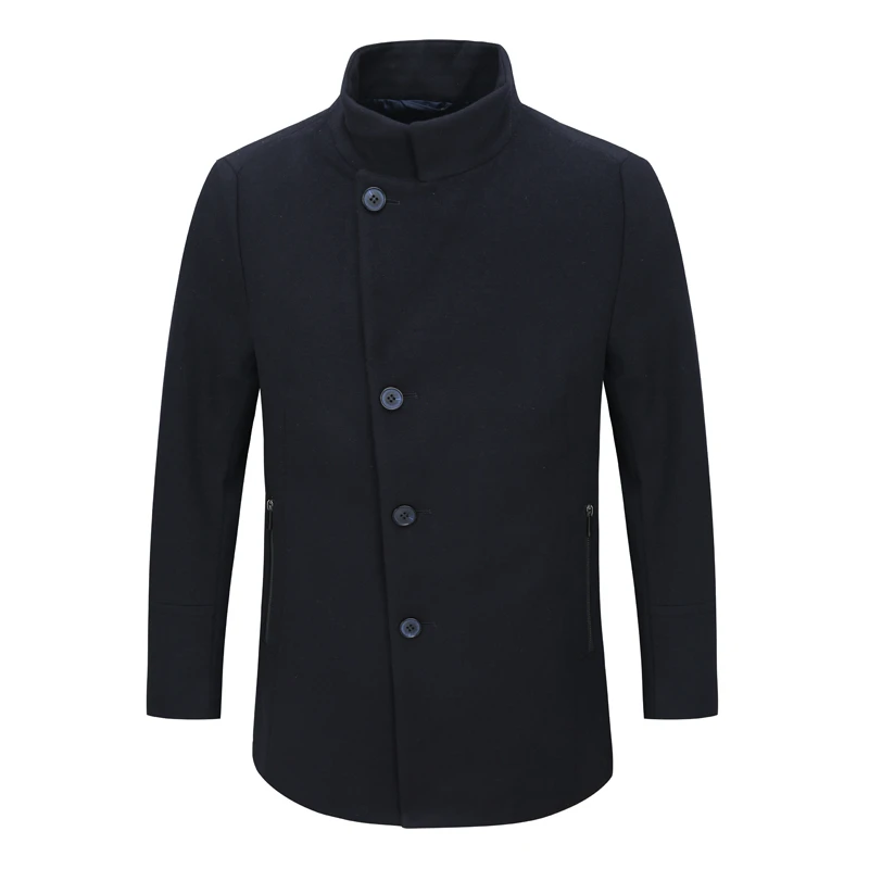 SF311圣秋冬男毛呢大衣 直排扣保暖防风外套 时尚都市