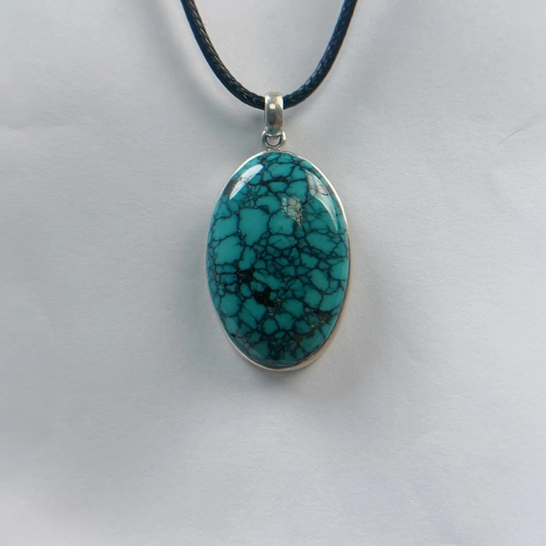 【闪购商品】银S925镶嵌绿松石原矿无优化