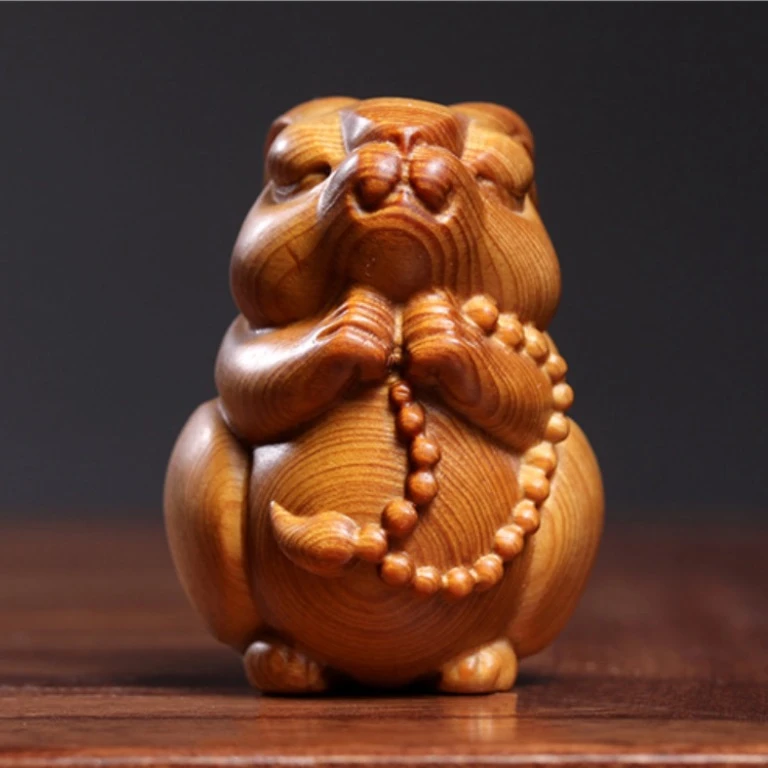 天然崖柏木兔生肖兔子小摆件手把件实木雕可爱萌兔子桌摆茶宠