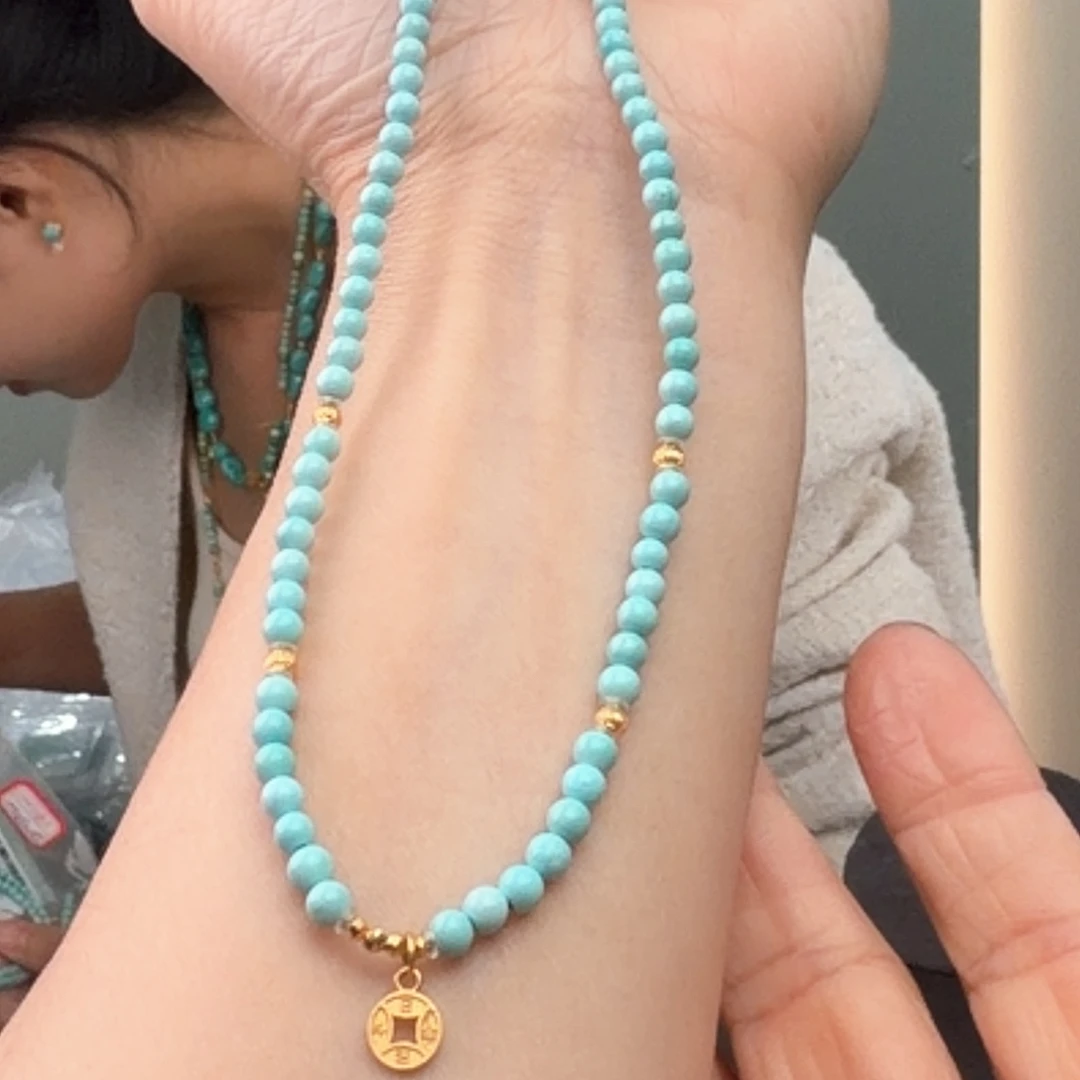 绿松石18K金镶嵌颈饰