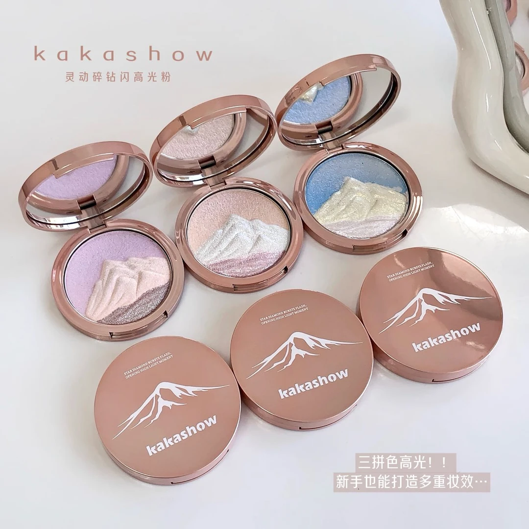 爆闪三色高光粉膏日照金山平替！细腻不卡粉提亮面中服帖不显毛孔