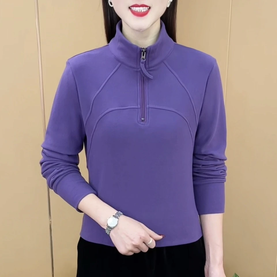 冬季新款时尚半拉链翻领纯色精品双面保暖百搭显瘦气质上衣M9202