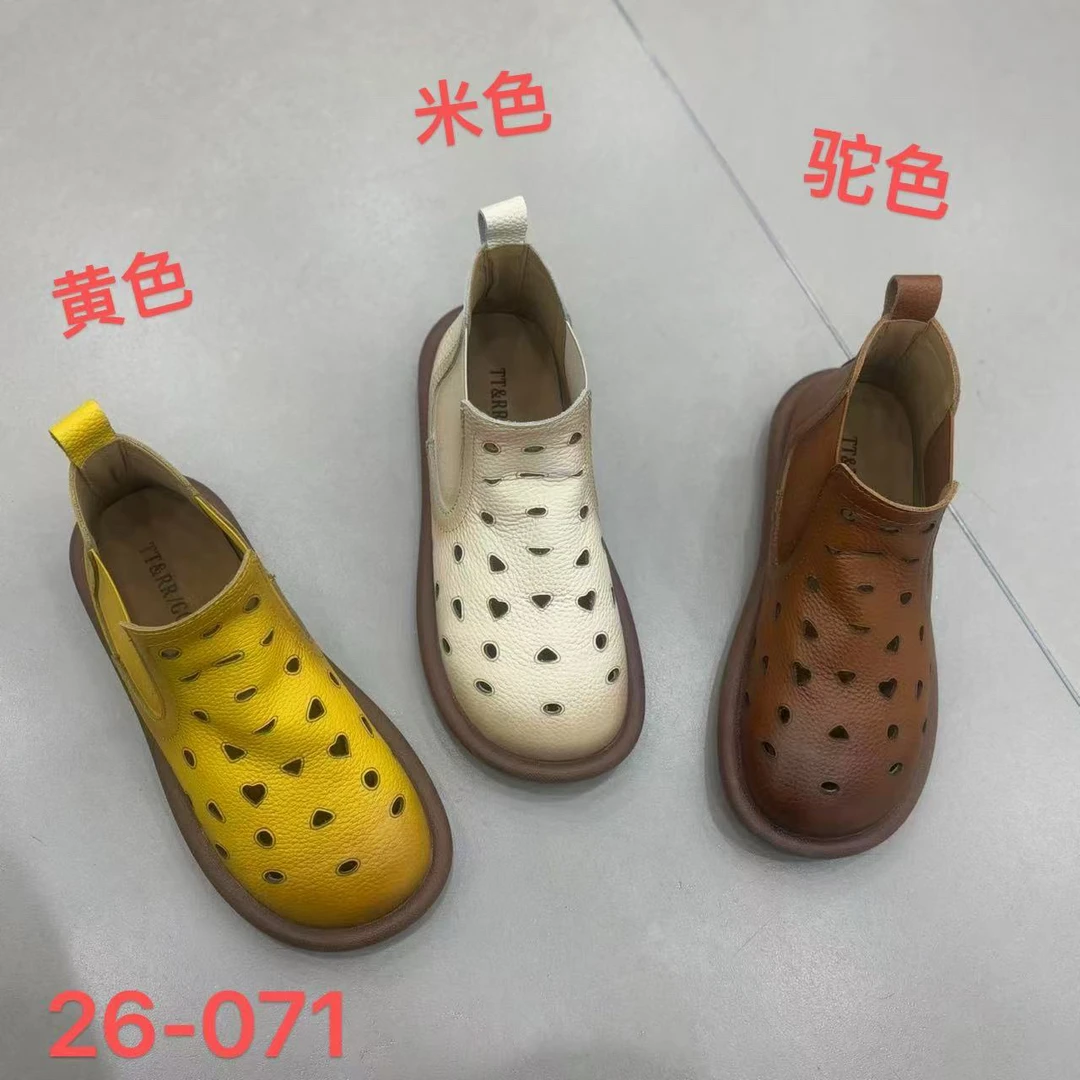 26-071春夏新款真皮平底舒适镂空休闲平跟休闲风短靴