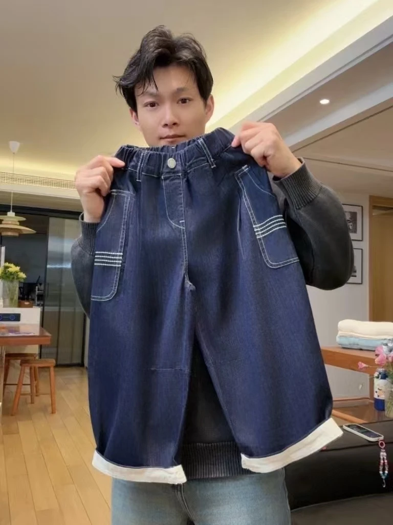 男童纯色牛仔裤儿童春装时尚休闲百搭韩版设计师款春秋中大童长裤