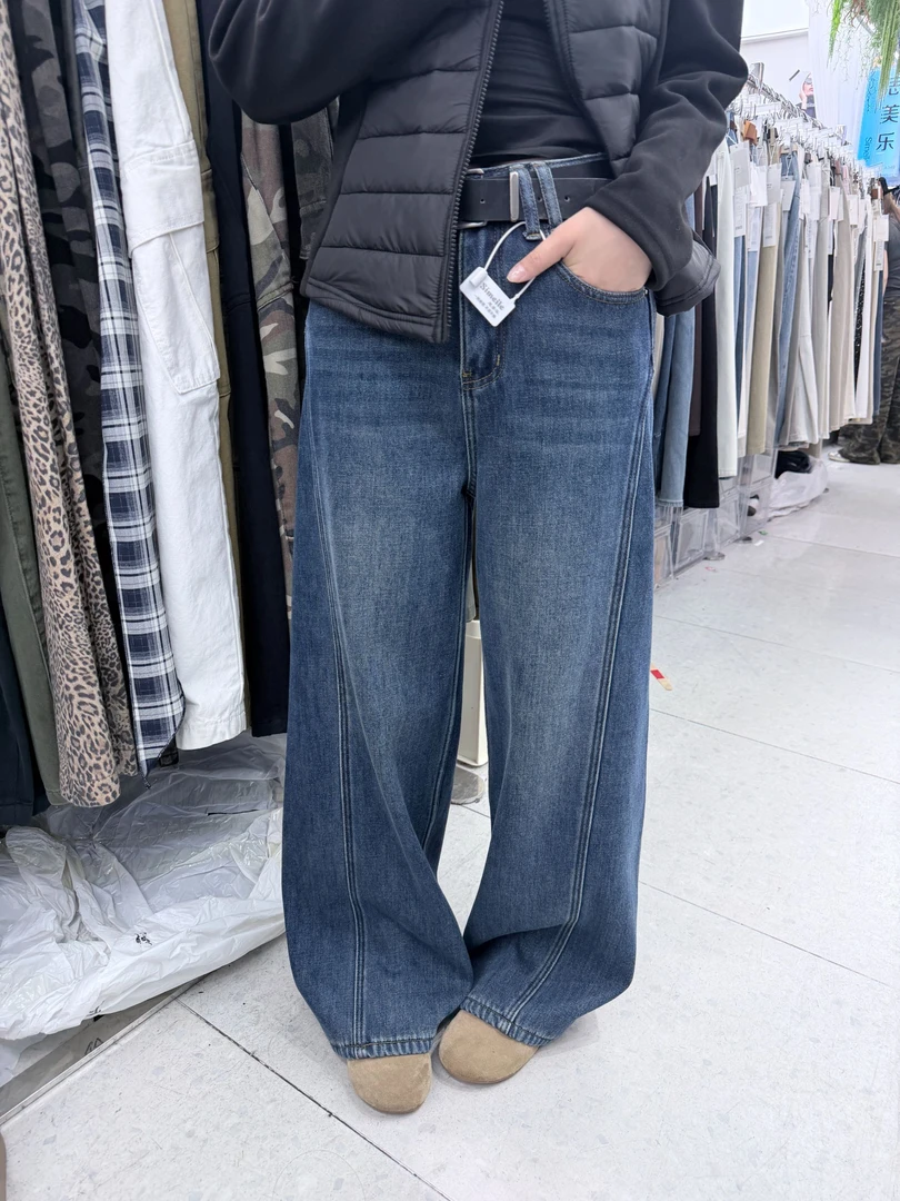 思美乐～加绒加厚直筒阔腿弯刀裤F9212（不带皮带）