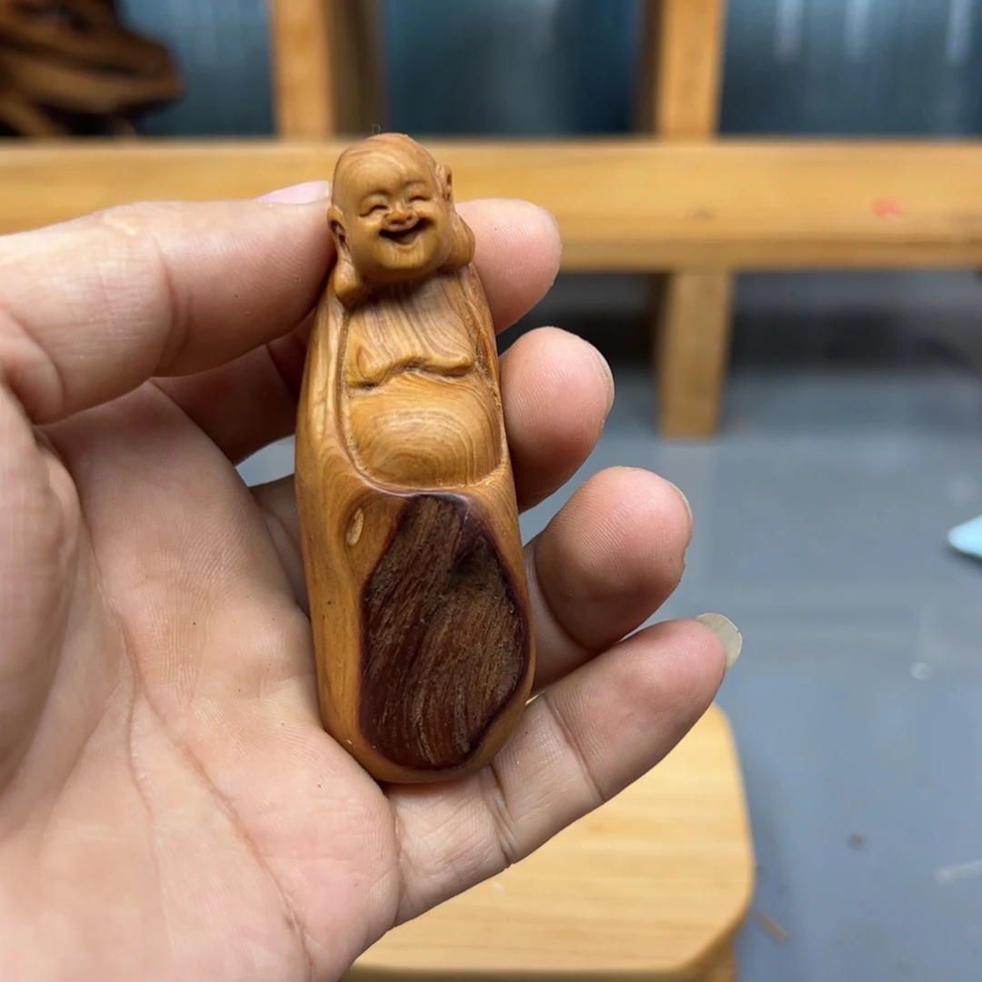 青***耕木崖柏木摆件手把件