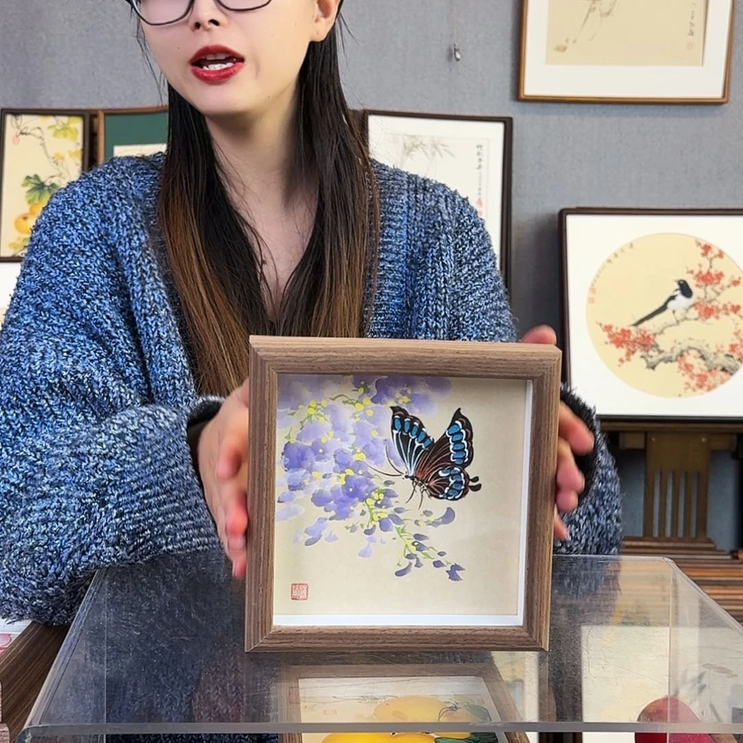 国画手绘带框尺寸：15*15