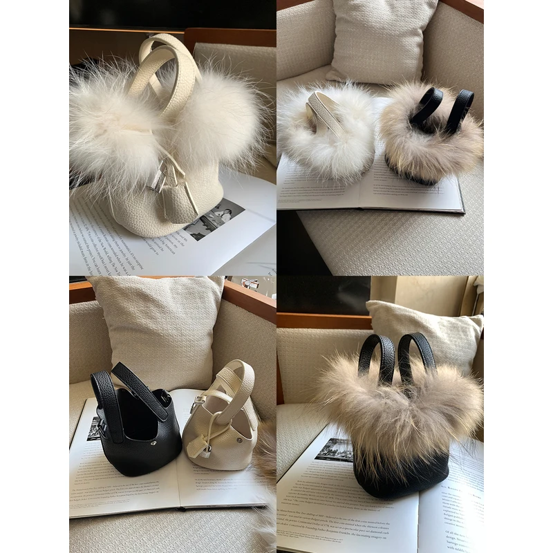 '娇姐私服线'秋冬的搭配助攻!定制可拆卸进口貉子毛PU皮水桶包