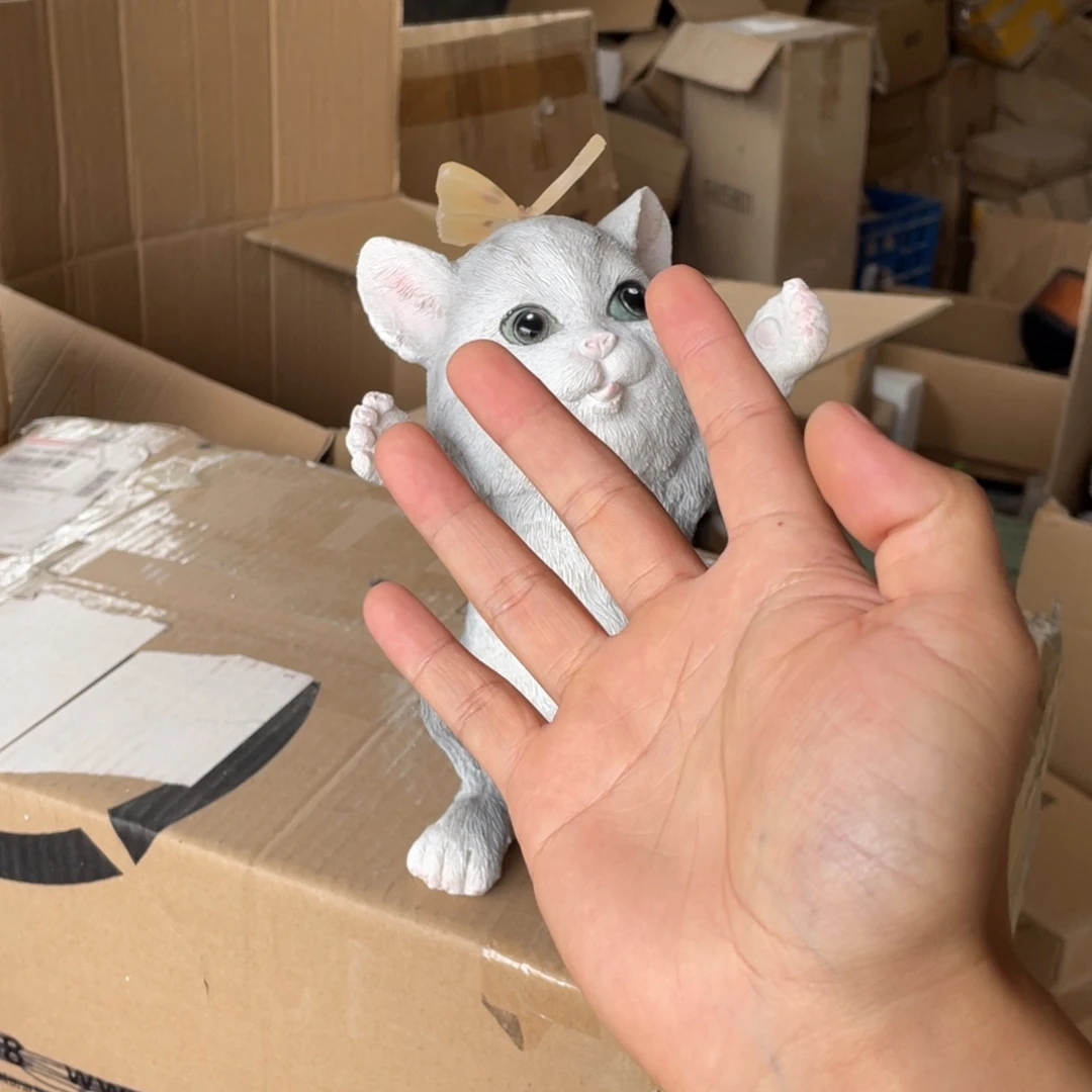 【闪购商品】树脂蝴蝶灰猫摆件