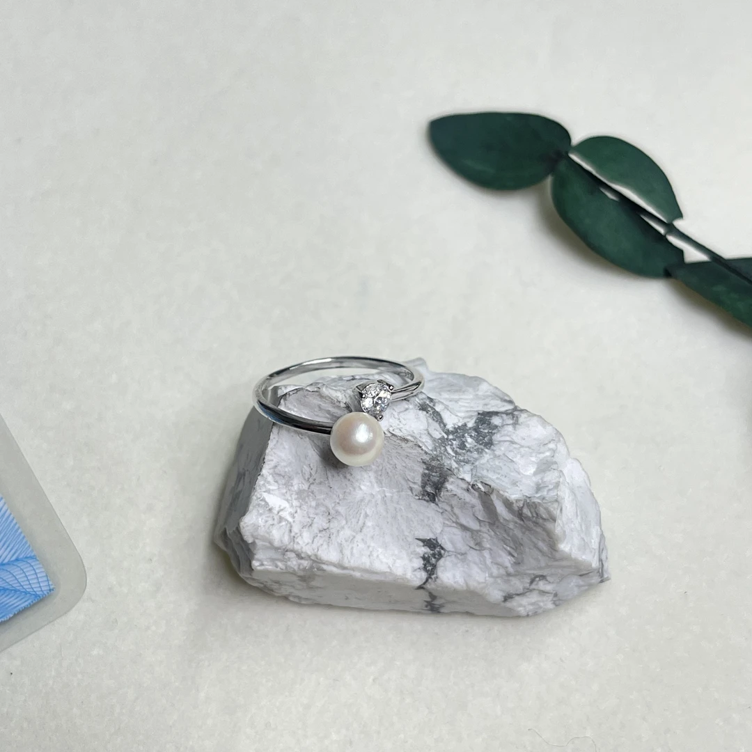 全新未使用  【六六中古】孤品s925海水珍珠开口戒指aj4168