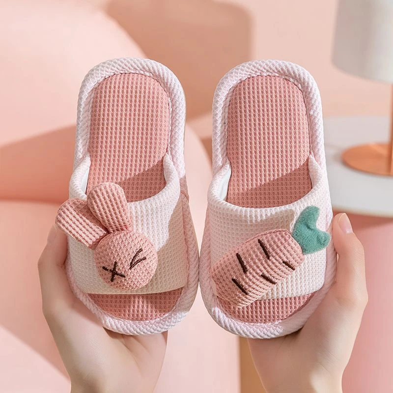 儿童亚麻拖鞋女童夏卡通室内防滑孩子亲子宝宝四季拖鞋春秋男童LX