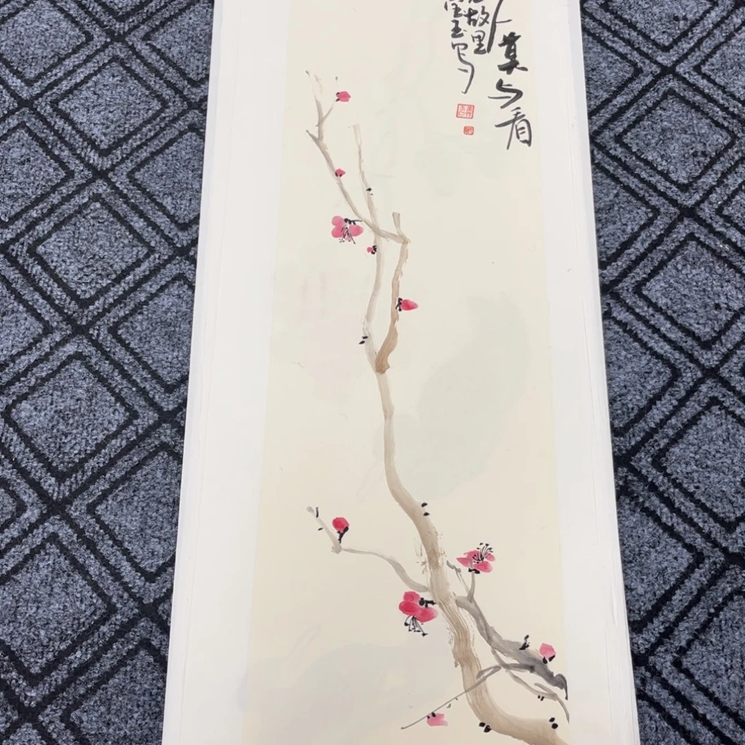 国画三尺条的花鸟