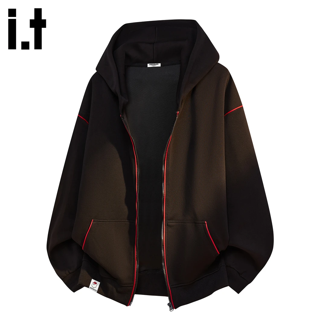 i.t:CHOCOOLATE开衫卫衣男士秋冬新款痞帅高级感宽松休闲连帽外套