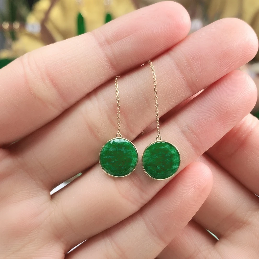 翡翠耳饰18K金镶嵌耳饰