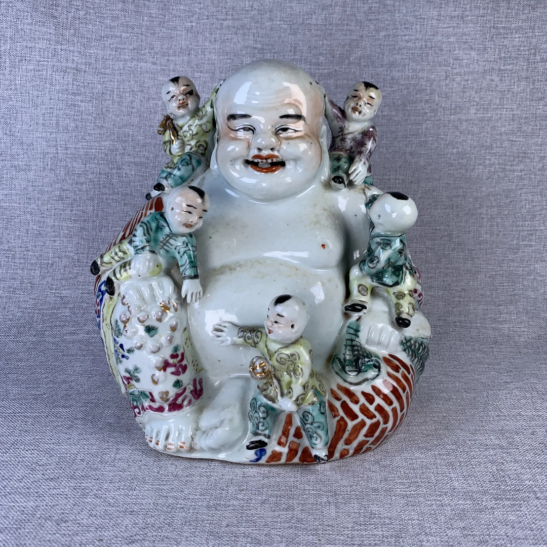 民国粉彩佛造像古瓷器真品国营镇江市文物商店库出5128055