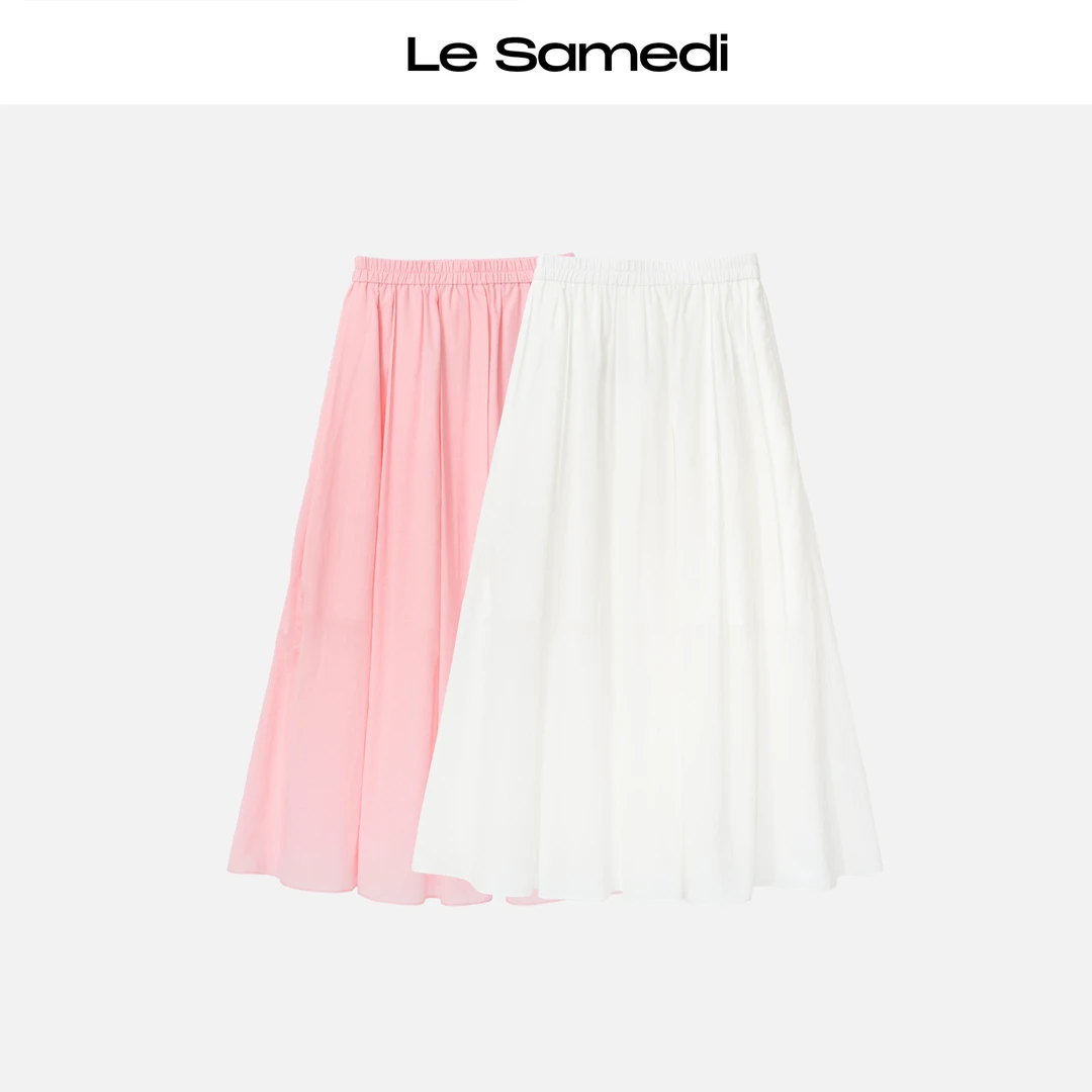 Le Samedi【巴厘空气】百棉巴厘纱 極简飘逸松紧腰碎褶半裙