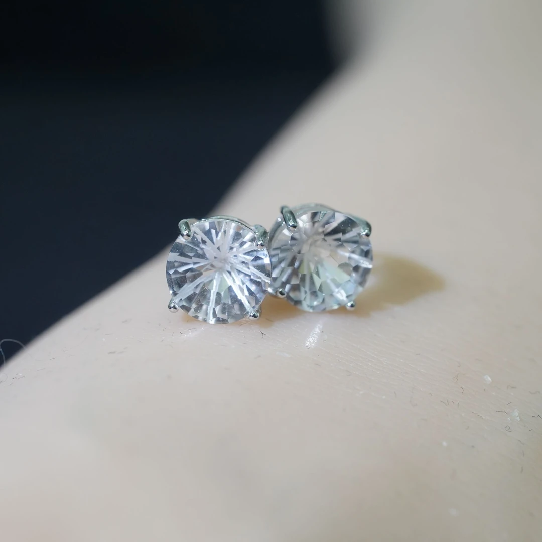 ZY-YJBSJER468-白水晶耳钉1.5ct*2