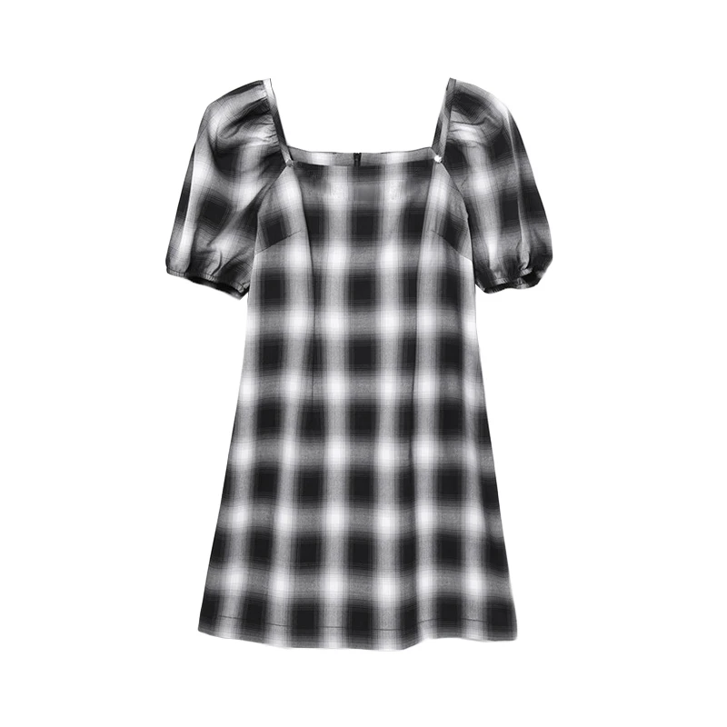 L583链条格纹连衣裙