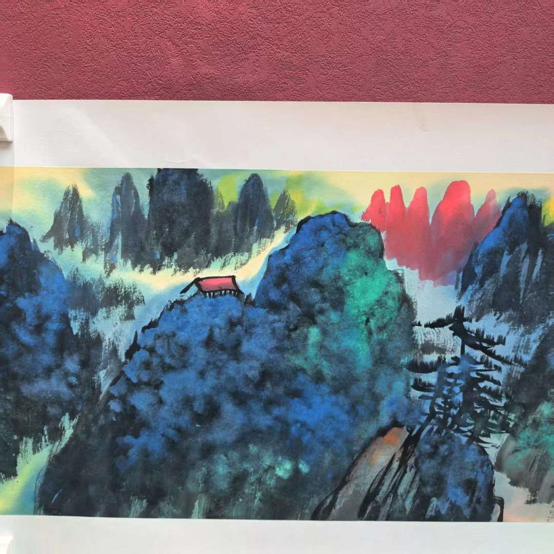 温叶强《长卷作品》手绘宣纸