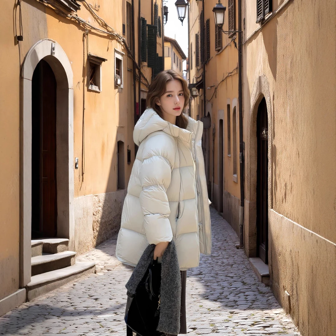 90%白鸭绒冬季新款爆款羽绒服女中长款云朵泡芙柔软加厚冬装外套