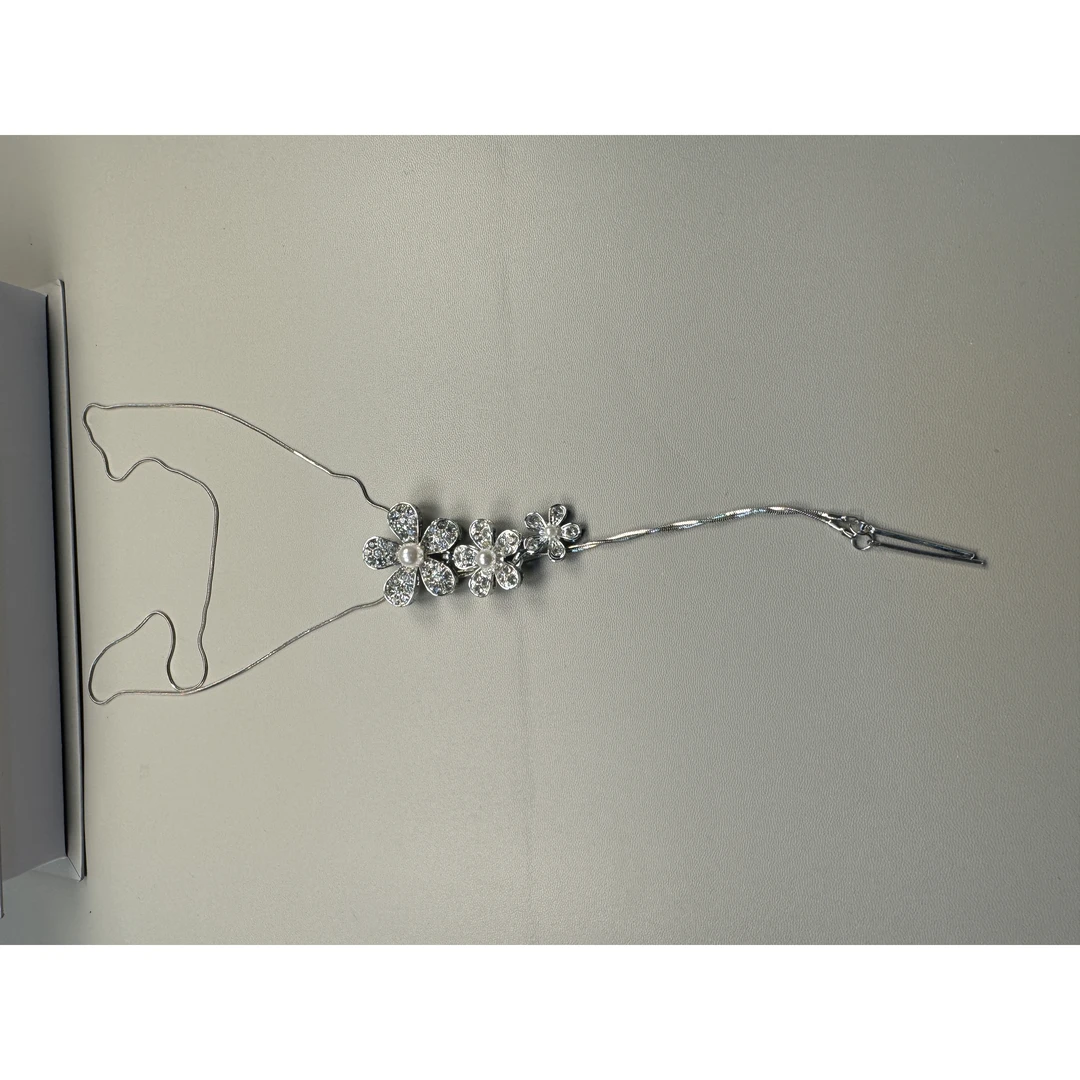 铜合金项链 时尚简约银色精致铜合金高级轻奢小众毛衣链2022