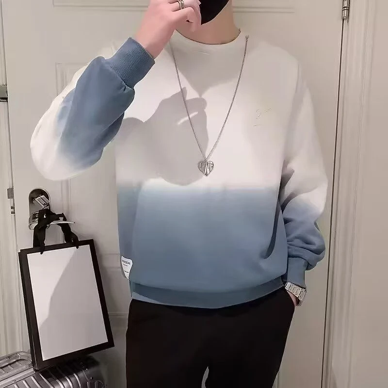 2025新款男春秋季潮流渐变设计感套头百搭时尚上衣潮牌男士卫衣