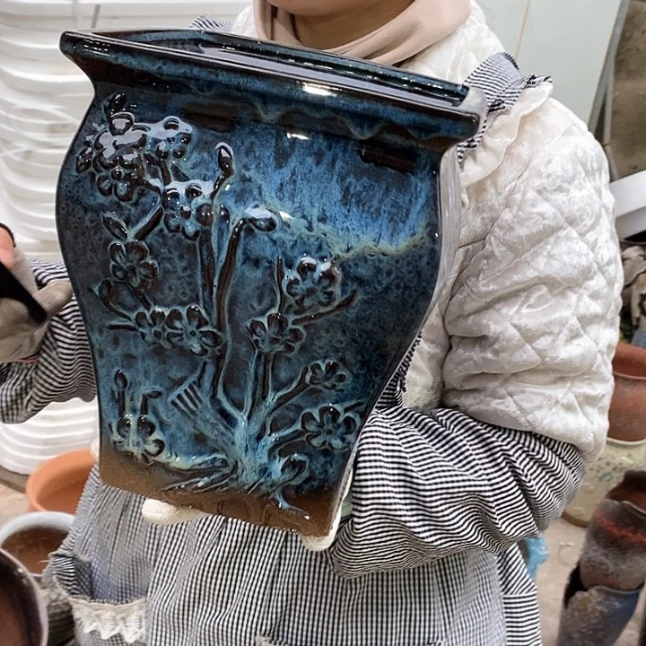 紫砂花盆瑕疵口20高24瑕疵