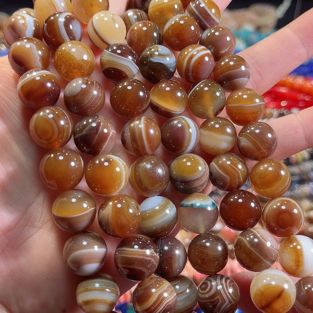 玛瑙/玉髓合金珠宝半成品蚕丝玛瑙一条14mm