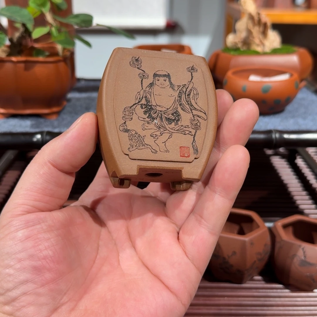 花***痴紫砂花盆原矿紫泥