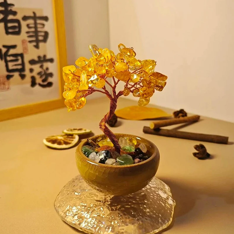 【一棵石头树】shuijing发财树摆件造型树桌面书房办公室创意手工