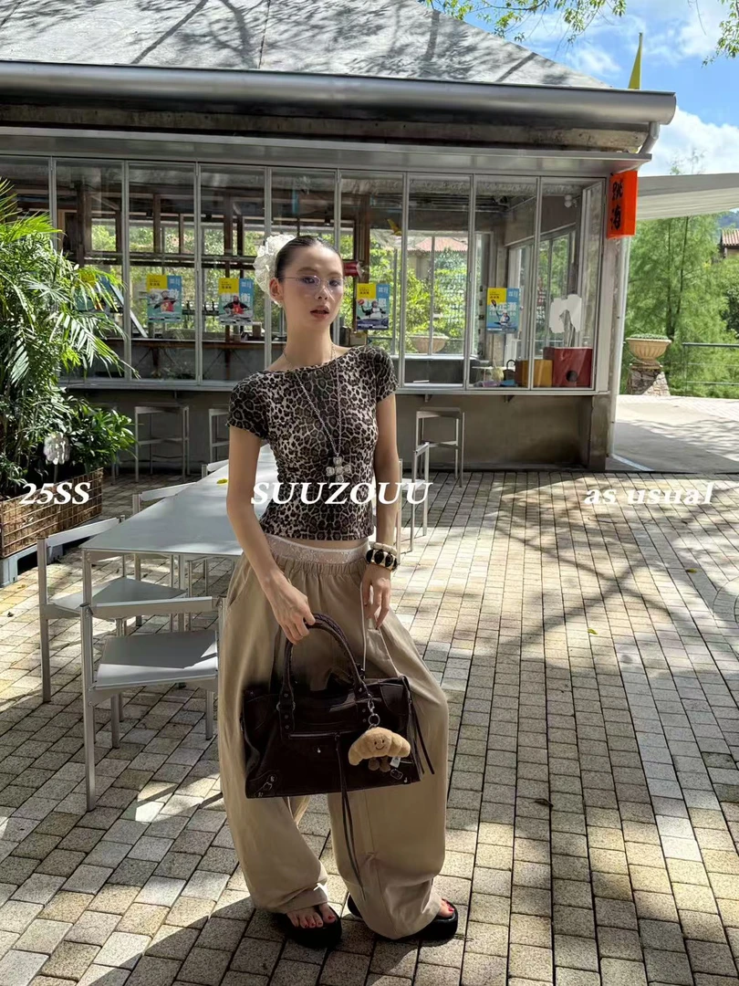 馒头（1mtt362#）是豹纹的、后露背修身短T恤 7-9