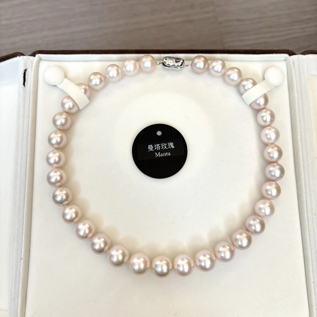 【曼塔玫瑰】 曼塔淡水珍珠项链 (带CGRL证书） 11-14mm S925银
