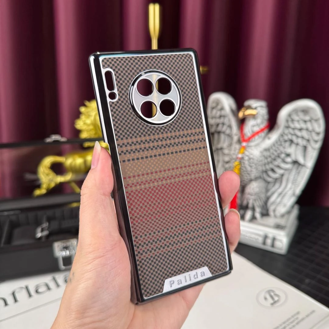 【凯夫拉纹贴皮电镀边框】适用于华为mate30/Pro手机壳