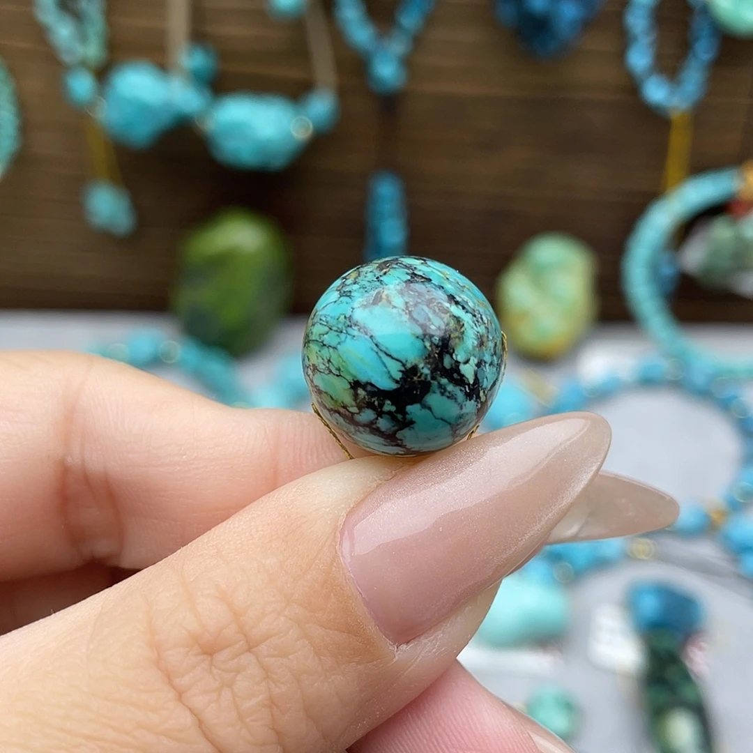 绿松石未镶嵌唐三彩圆珠