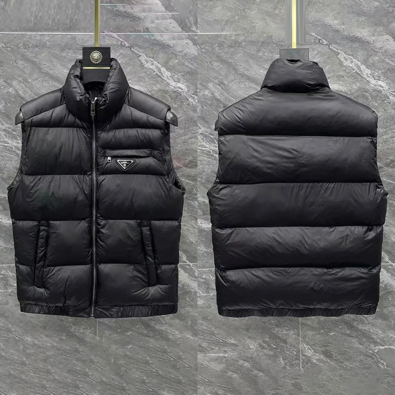 秋冬季男士保暖马甲高级感简约立领加厚上衣青年纯色净版坎肩外套