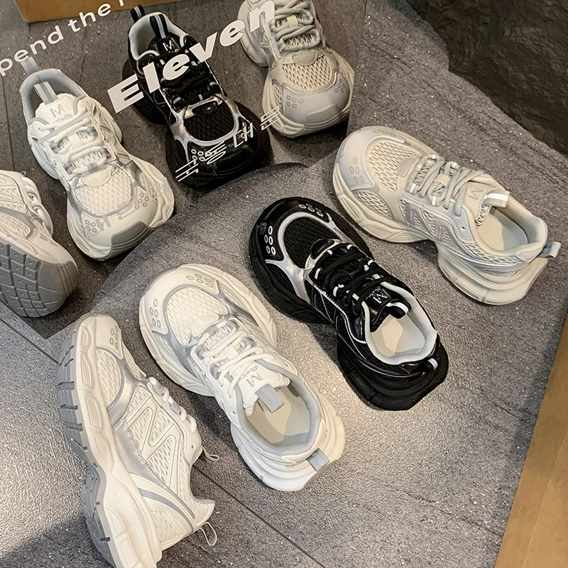 网面透气老爹鞋女2025夏季新款爆款单网百搭厚底软休闲运动鞋潮