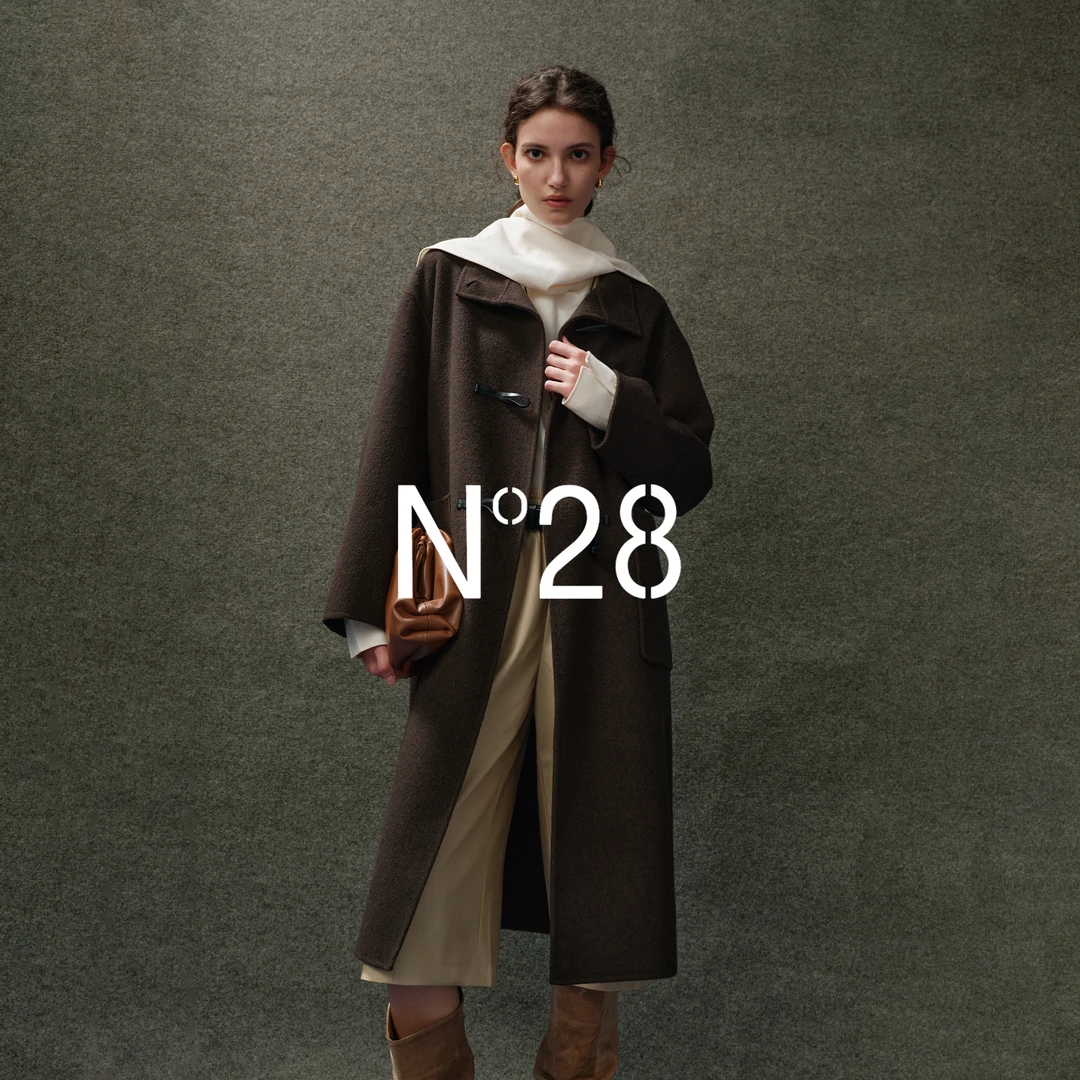 N°28 女秋冬长款皮质牛角扣高级毛呢外套8855A1D522
