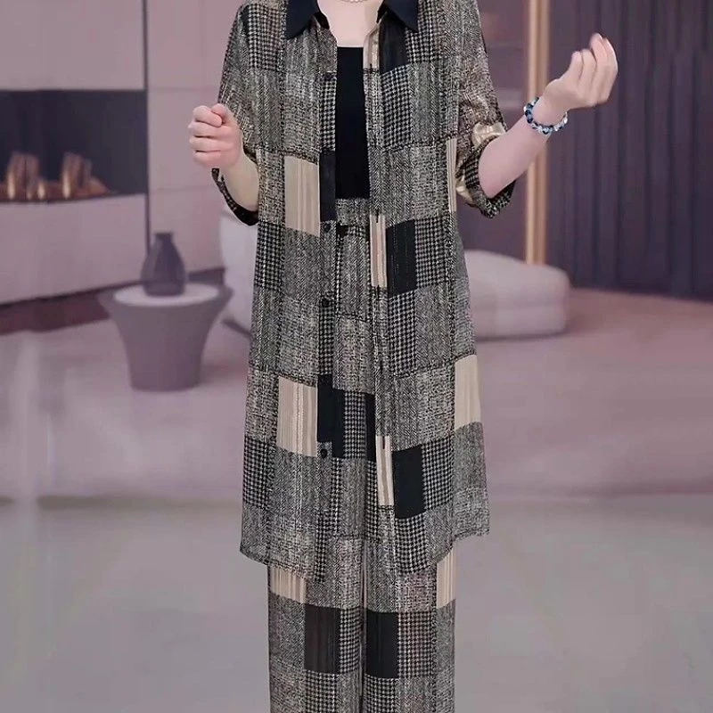 时尚韩版休闲套装女夏季新款轻奢宽松显瘦长款上衣长裤