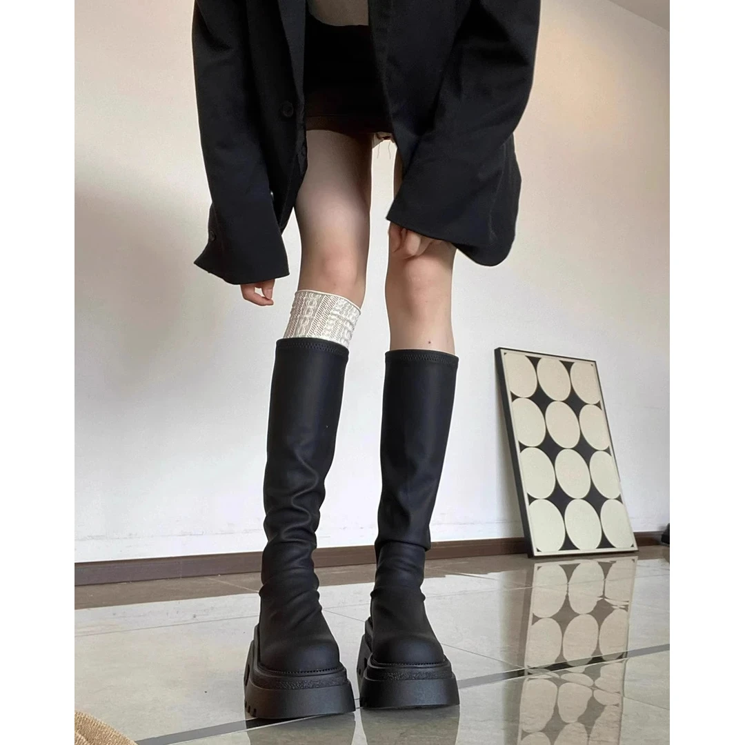 【显高显瘦】不过膝厚底长靴女高筒瘦瘦靴2025新款秋冬季骑士长筒靴